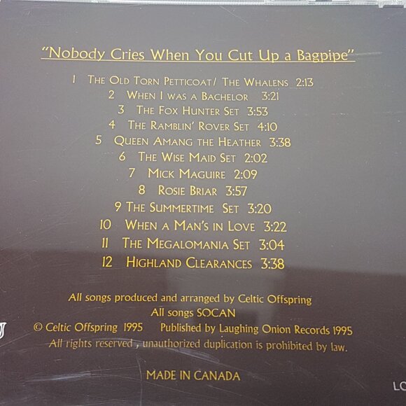 Vintage 1995 CD Celtic Offspring Nobody Cries When You Cut Up a Bagpipe - Picture 5 of 6